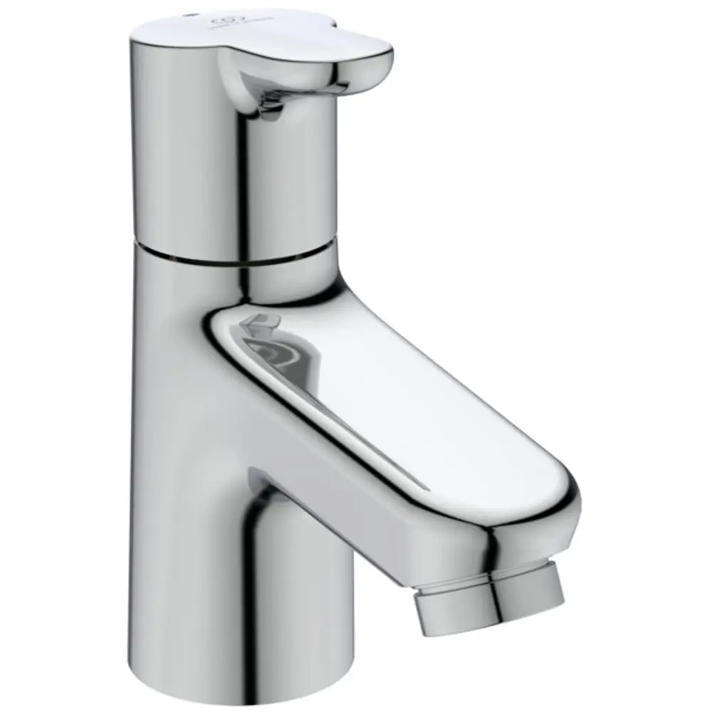 Chromfarbenes Standventil von Ideal Standard mit klaren Linien und einem kompakten Design für moderne Badezimmer. Ideal für Waschbeckenmontage.